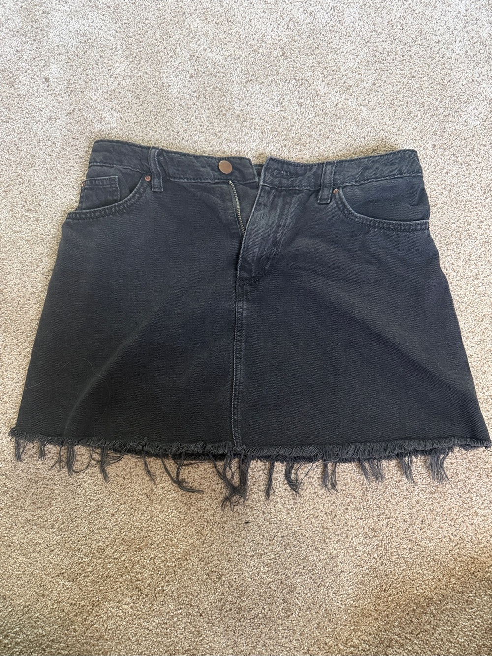 Women's Black Denim Frayed-Hem Mini Skirt from H&M